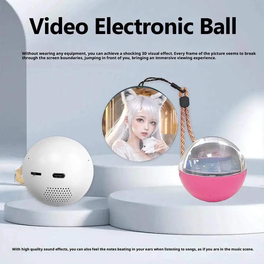 3D Video Player Glass Ball DIY Art Glass Ball Lamp Spherical Pixel Display 360° Surround Sound Video And Sound Game Screen